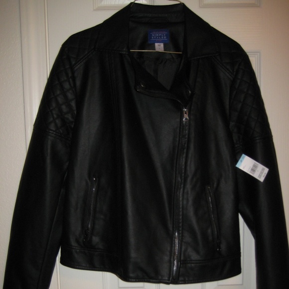 Simply Styled Jackets & Blazers - NWT Black Moto Jacket Faux Leather Size Large